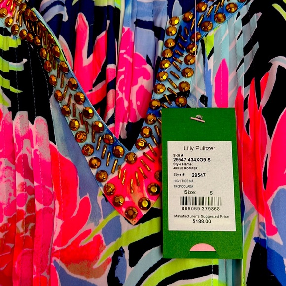 Lilly Pulitzer Arielle Romper Tropicolada S NEW NWT Silky Soft Shorts - Picture 4 of 5